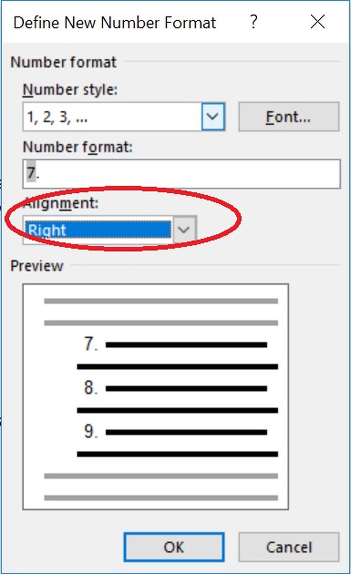 how do i format line numbers in word